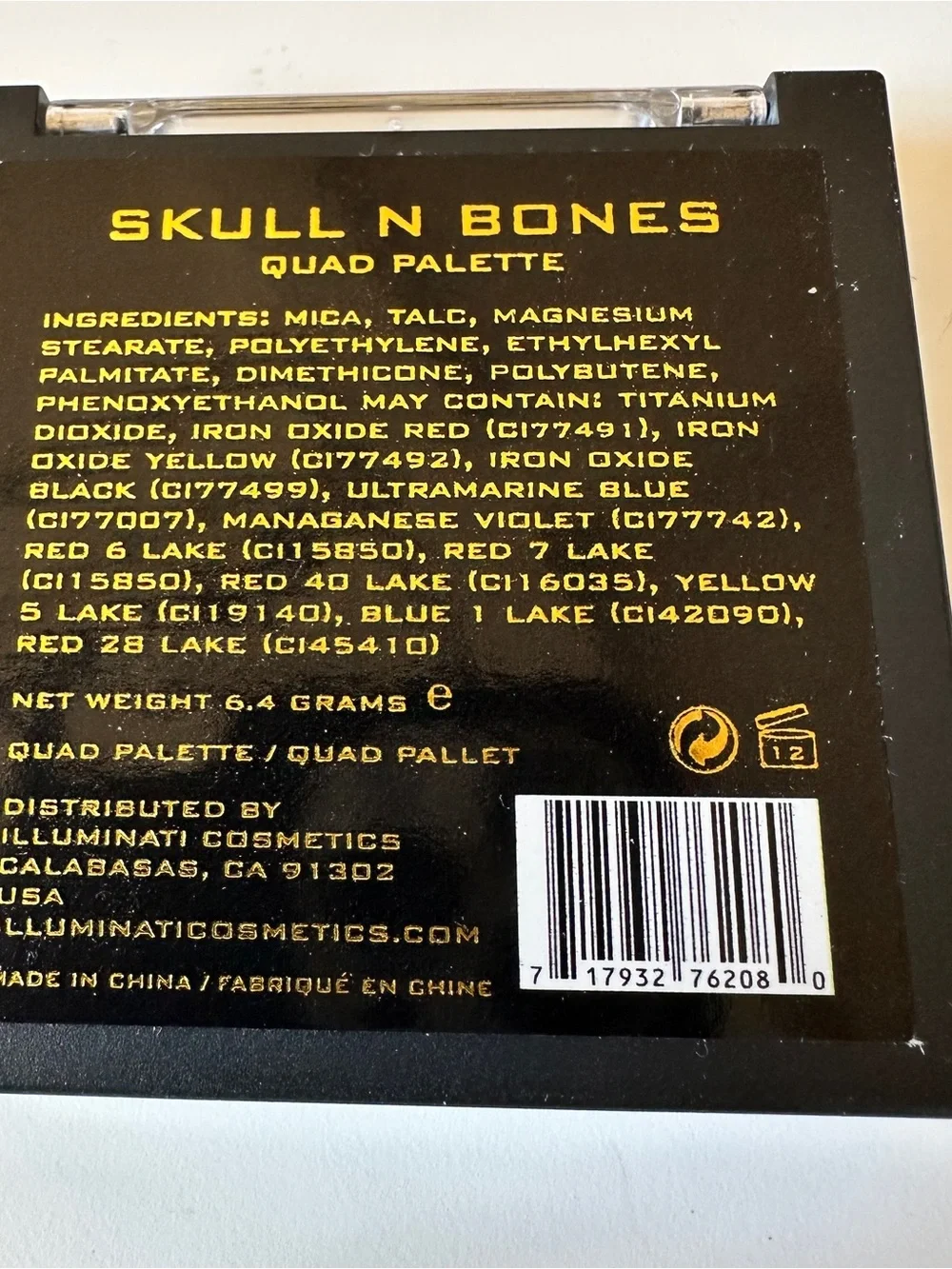 ILLUMINATI Quad Eyeshadow Skull n Bones Palette — Shimmer Silver & Taupe New